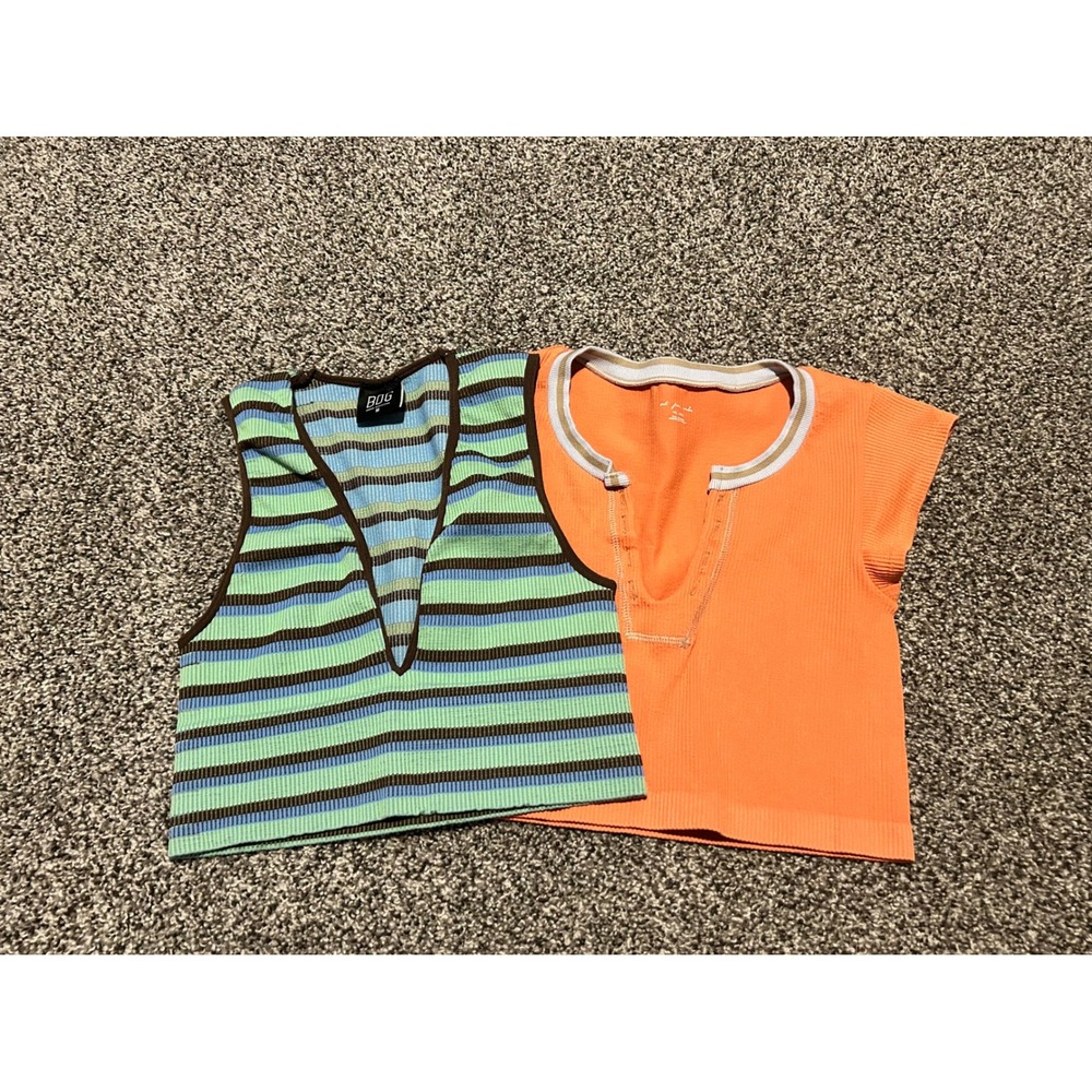 F7 BDG Urban Outfitters‎ Striped Crop Top & Out From Under Ribbed Top
